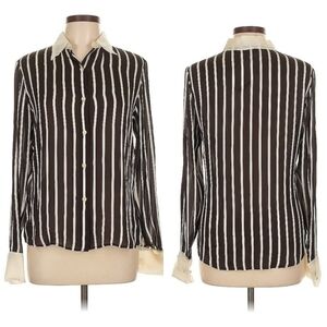 $1090 NWT Ralph Lauren Purple Label Women’s 12 Pearl Button Up 100% Silk Shirt